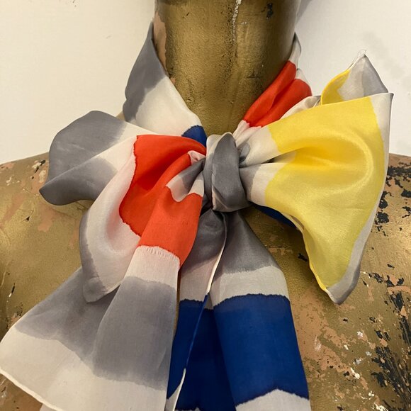 Vintage Silk Scarf by Mindy Hand Painted in Canada Designer Scarves Mindy Gray - Picture 2 of 8